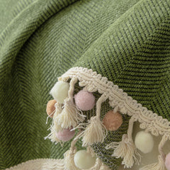 Manta para Sofá em Chenille Canelado Premium Moderna | Tassel - Manta para Sofá em Chenille Canelado Premium Moderna | Tassel - Verde / 45 x 45 cm Capa Almofada - Polideia