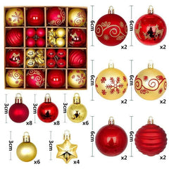 44PCS Bolinhas de Natal Decoração para Árvore - 44PCS Bolinhas de Natal Decoração para Árvore - 44Pcs-A - Polideia