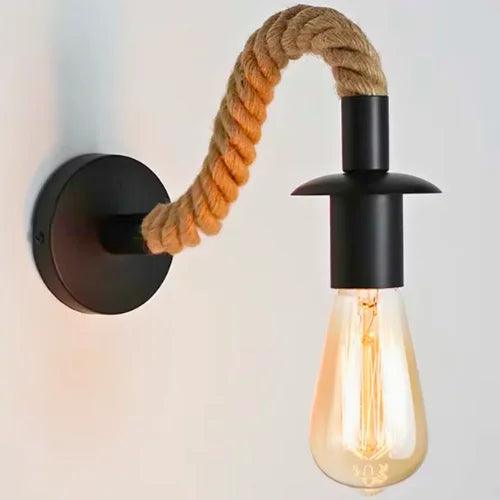 Arandela Rústica com Corda Rotativa para Lâmpada E27 - Arandela Rústica com Corda Rotativa para Lâmpada E27 - Com Lâmpada - Polideia