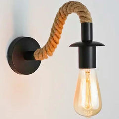Arandela Rústica com Corda Rotativa para Lâmpada E27 - Arandela Rústica com Corda Rotativa para Lâmpada E27 - Com Lâmpada - Polideia