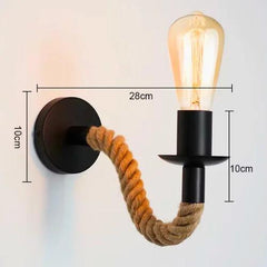 Arandela Rústica com Corda Rotativa para Lâmpada E27 - Arandela Rústica com Corda Rotativa para Lâmpada E27 - Sem Lâmpada - Polideia