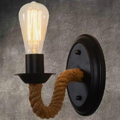 Arandela Rústica com Corda Rotativa para Lâmpada E27 - Arandela Rústica com Corda Rotativa para Lâmpada E27 - Com Lâmpada - Polideia