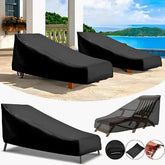 Capa impermeável para espreguiçadeira, resistente à água, sol e poeira. Proteção reforçada com ajuste seguro para móveis externos.