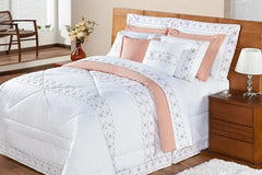 Kit Damasco Queen/King 11 Peças - Luxo e Conforto em Algodão Percal 200 Fios