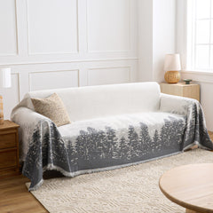 Manta para Sofá Estampada Antiderrapante Decorativa | Forest - Manta para Sofá Estampada Antiderrapante Decorativa | Forest - Cinza / 180 x 130 cm - Polideia