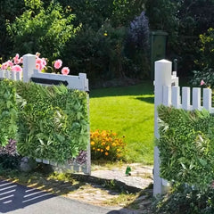 Jardim Vertical Artificial com Flores e Plantas, painel de grama de 40x60cm, resistente a UV, sem manutenção, ideal para decoração interna e externa. Polideia