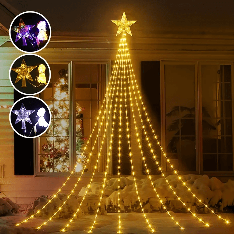 Árvore de Natal Solar LED Externa - Árvore de Natal Solar LED Externa - Amarelo / 2m - Polideia