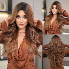 Peruca Longa Castanho Claro Natural