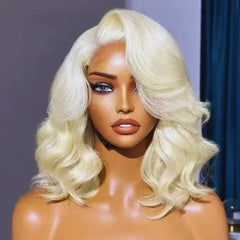 Peruca Lace Front Ondulada Cabelo Natural Curto Loiro – Realismo e conforto