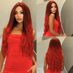 Peruca Longa Ruivo Escuro Profundo