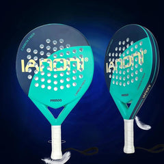 Raquete de Padel Profissional Fibra de Carbono Leve com grip antiderrapante, tecnologia antivibração e estrutura aerodinâmica para maior controle e potência.