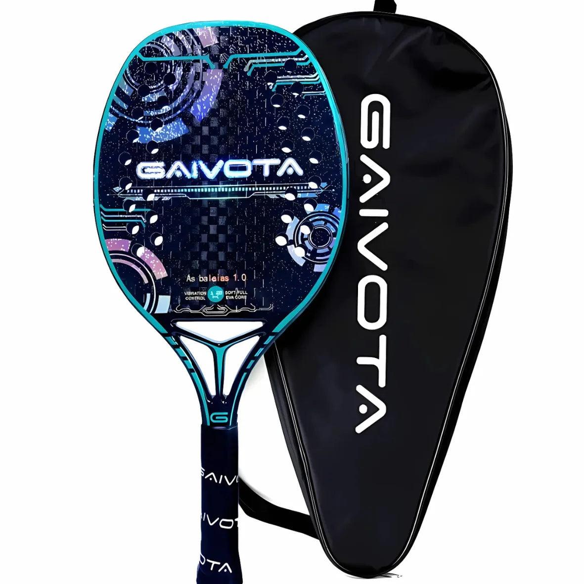 Raquete de Beach Tennis Carbono 12K EVA Profissional, modelo leve e resistente, ideal para jogadores avançados. Vendida na loja Polideia.