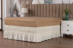 Saia Box Cama Ajustável - Saia Box Cama Ajustável - Palha / Solteiro - Polideia