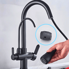 Torneira Gourmet com Filtro Flexível Quente e Frio - Torneira Gourmet com Filtro Flexível Quente e Frio - Preto - Polideia