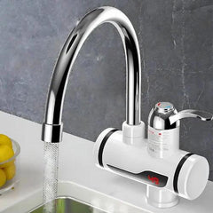 Torneira elétrica digital para cozinha com display LED, aquecimento instantâneo e ajuste de temperatura.