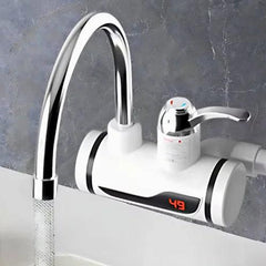 Torneira elétrica digital para cozinha com display LED, aquecimento instantâneo e ajuste de temperatura.