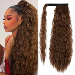 Aplique Rabo de Cavalo Cabelo Orgânico Cacheado - Aplique Rabo de Cavalo Cabelo Orgânico Cacheado - 1B / 55 cm - Polideia