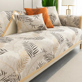 Comprar capa de sofá antiderrapante premium chenille estampa folhagem com capa de almofada combinando lavável barato ou em promoção