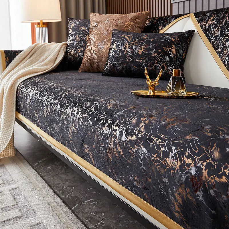 Comprar capa de sofá antiderrapante premium chique universal luxo com padrões dourados para decoração moderna barato