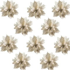 Decoração de Natal Enfeite de Flor: Transforme seu Natal em um conto de fadas com nossas encantadoras flores de Natal em PE e glitter