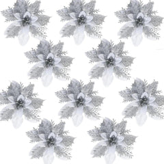 Decoração de Natal Enfeite de Flor: Transforme seu Natal em um conto de fadas com nossas encantadoras flores de Natal em PE e glitter