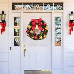 Guirlanda de Natal para Porta: Encante com o design festivo de frutas vermelhas, pinhas e laços. Perfeita para interior e exterior.