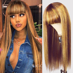 Lace Front 100% Cabelo Humano Longo Liso Franja - Polideia