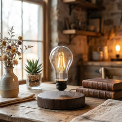 Comprar luminária 3d levitação magnética flutuante bola led redonda rotação 360 touch madeira decorativa barato em promoção