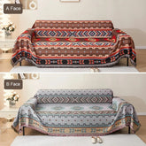 Comprar manta para sofá dupla face jacquard geométrica étnica reversível com franjas barato ou em promoção