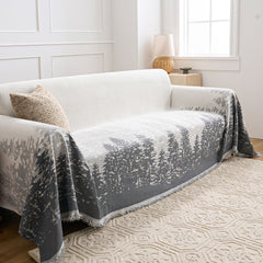 Manta para Sofá Estampada Antiderrapante Decorativa | Forest - Manta para Sofá Estampada Antiderrapante Decorativa | Forest - Cinza / 180 x 130 cm - Polideia