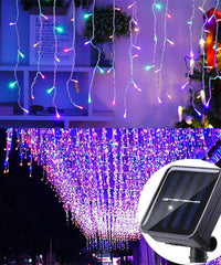 Comprar pisca pisca cascata LED solar 8 modos decoração natal externa resistente água barato promoção frete grátis