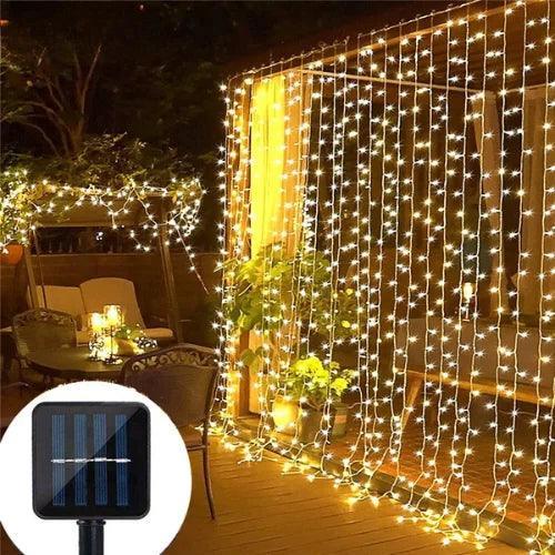 Pisca Pisca Em Cascata Solar de 300 LEDs - Iluminação Sustentável para Ambientes Externos. Saiba Mais!!