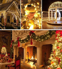 Guirlanda LED Fairy 100M Quntis: Iluminação Branca Quente, Segura e Versátil para Decoração Natalina e Eventos Especiais