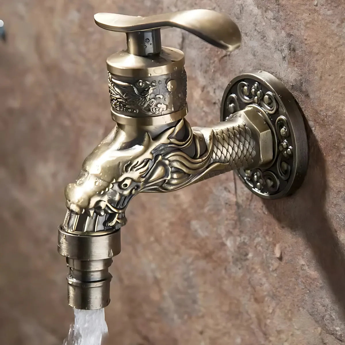 Comprar torneira de parede em bronze com design de dragão decorativo oriental para jardim e áreas externas com encaixe G1/2