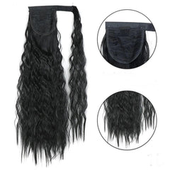 Aplique Rabo de Cavalo Cabelo Orgânico Cacheado - Aplique Rabo de Cavalo Cabelo Orgânico Cacheado - 1B / 55 cm - Polideia