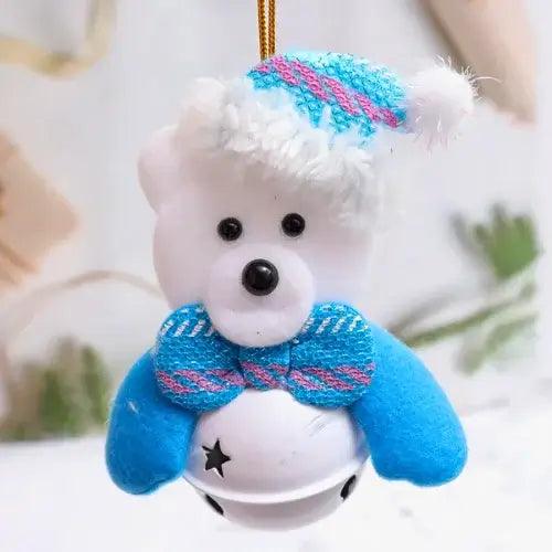 Enfeite de Natal em tecido com bonecos decorativos para árvore, incluindo Papai Noel e boneco de neve, ideal para criar uma atmosfera festiva.