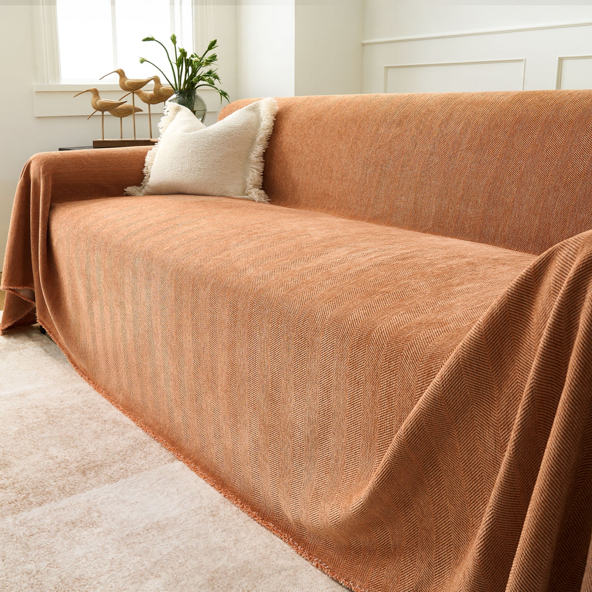 Comprar Capa de Sofá laranja Chenille Anti Slip Proteção Decorativa Elegante Confortável em promoção
