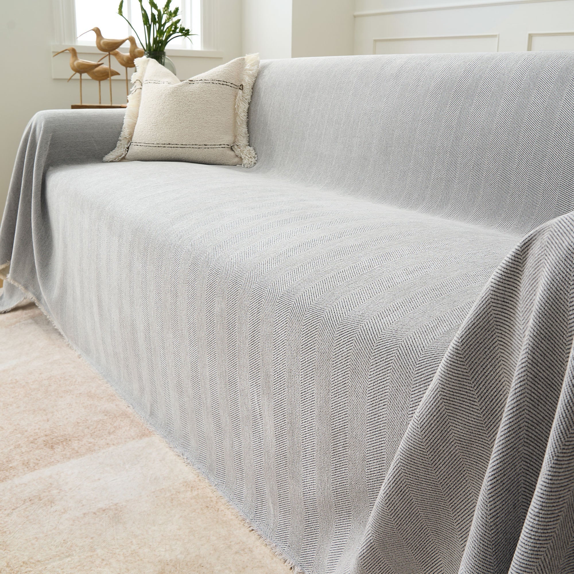 Comprar Capa de Sofá laranja cinza Anti Slip Proteção Decorativa Elegante Confortável em promoção
