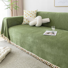 Manta para Sofá em Chenille Canelado Premium Moderna | Tassel - Manta para Sofá em Chenille Canelado Premium Moderna | Tassel - Verde / 45 x 45 cm Capa Almofada - Polideia