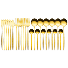 Polideia compre melhor Jogo de Talheres Dourado Inox  24 peças faqueiro inox dourado barato