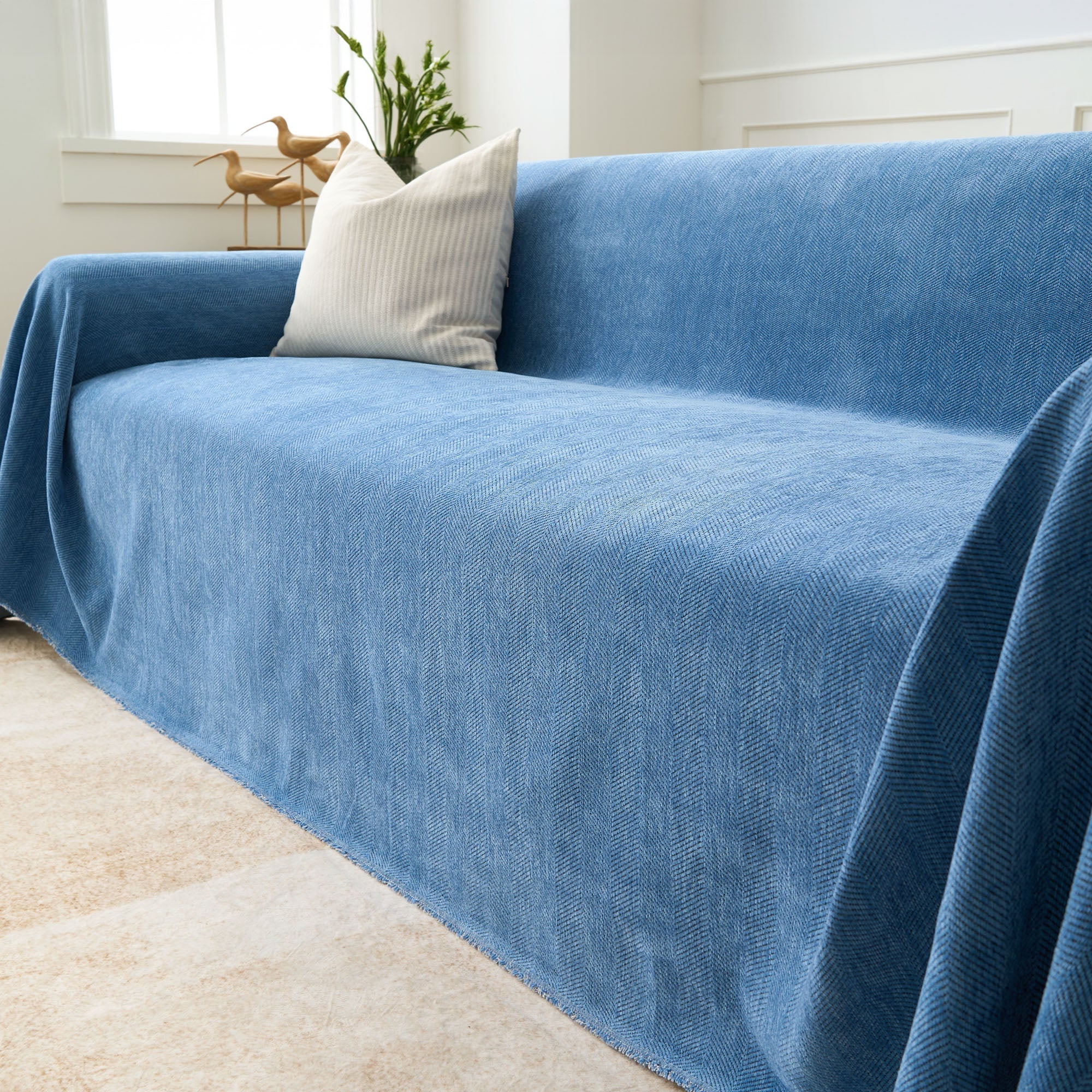 Comprar Capa de Sofá azul Chenille Anti Slip Proteção Decorativa Elegante Confortável em promoção
