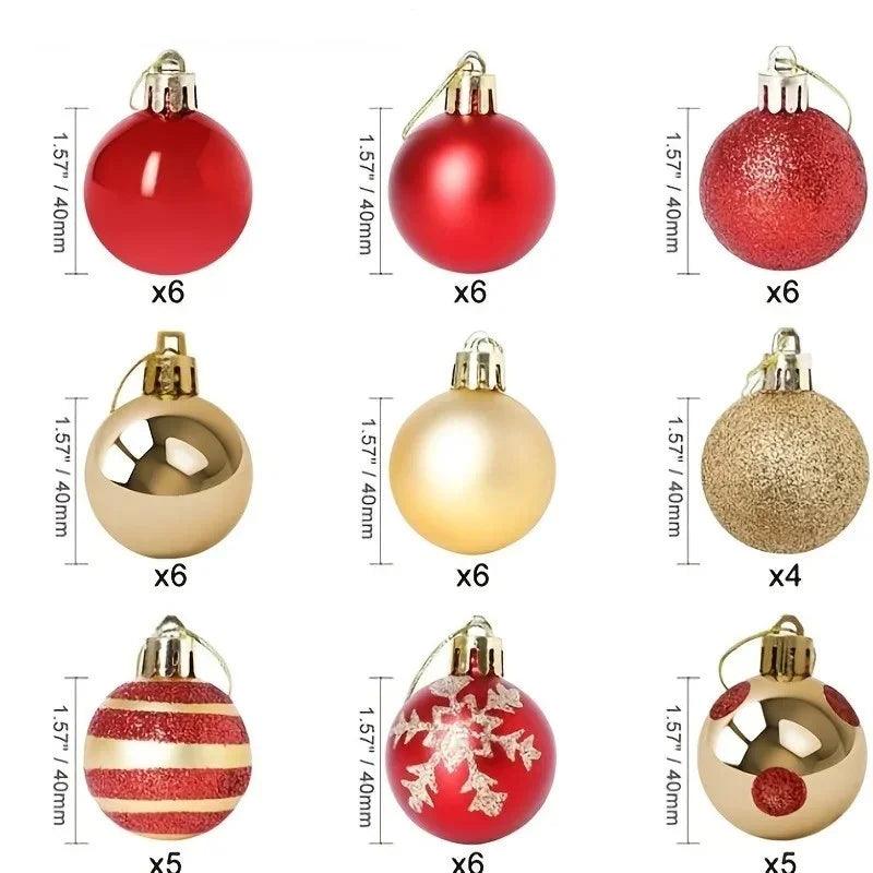 50PC Bolinhas de Natal Decoração para Árvore - Polideia 50PC Bolinhas de Natal Decoração para Árvore - A / 4cm