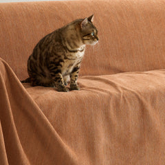 Capa de Sofá Chenille Texturizada Proteção Completa Moderna | Pleus - Capa de Sofá Chenille Texturizada Proteção Completa Moderna | Pleus - Laranja / 180 x 130 cm - Polideia