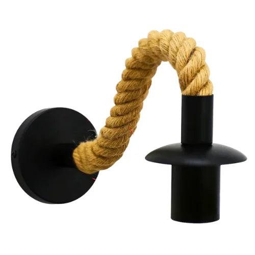 Arandela Rústica com Corda Rotativa para Lâmpada E27 - Arandela Rústica com Corda Rotativa para Lâmpada E27 - Com Lâmpada - Polideia