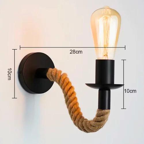 Arandela Rústica com Corda Rotativa para Lâmpada E27 - Arandela Rústica com Corda Rotativa para Lâmpada E27 - Sem Lâmpada - Polideia