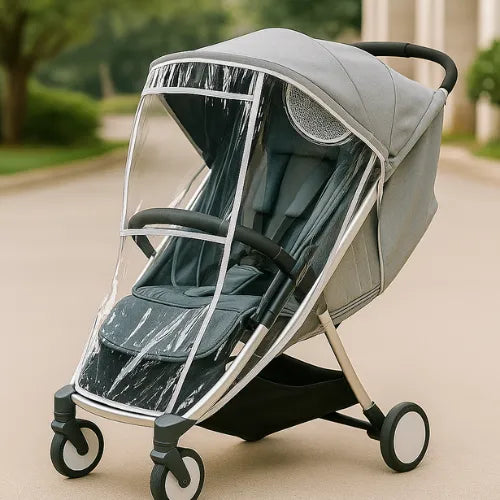 Comprar Capa de chuva para carrinho de bebê EVA transparente, impermeável e segura para proteção contra vento e poeira.