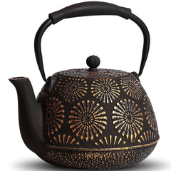 Chaleira de ferro fundido para indução com capacidade de 1200ml, compatível com fogão a gás, elétrico e lareira.