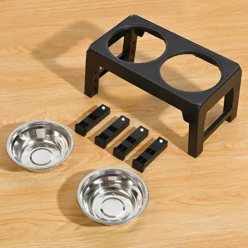 Comedouro Pet Duplo Elevado para cães - Altura ajustável, design ergonômico, fácil limpeza.