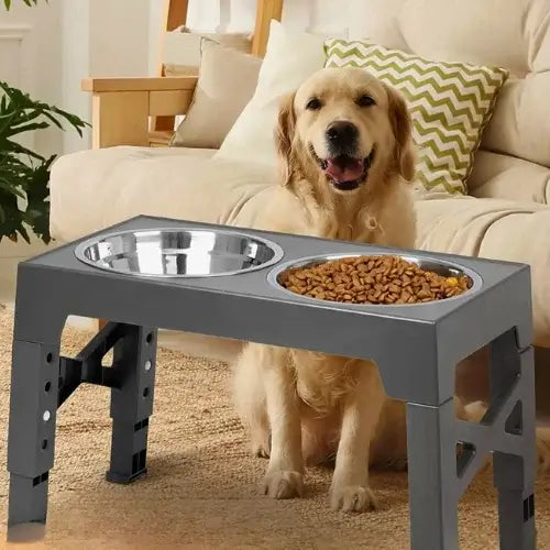 Comedouro Pet Duplo Elevado para cães - Altura ajustável, design ergonômico, fácil limpeza.