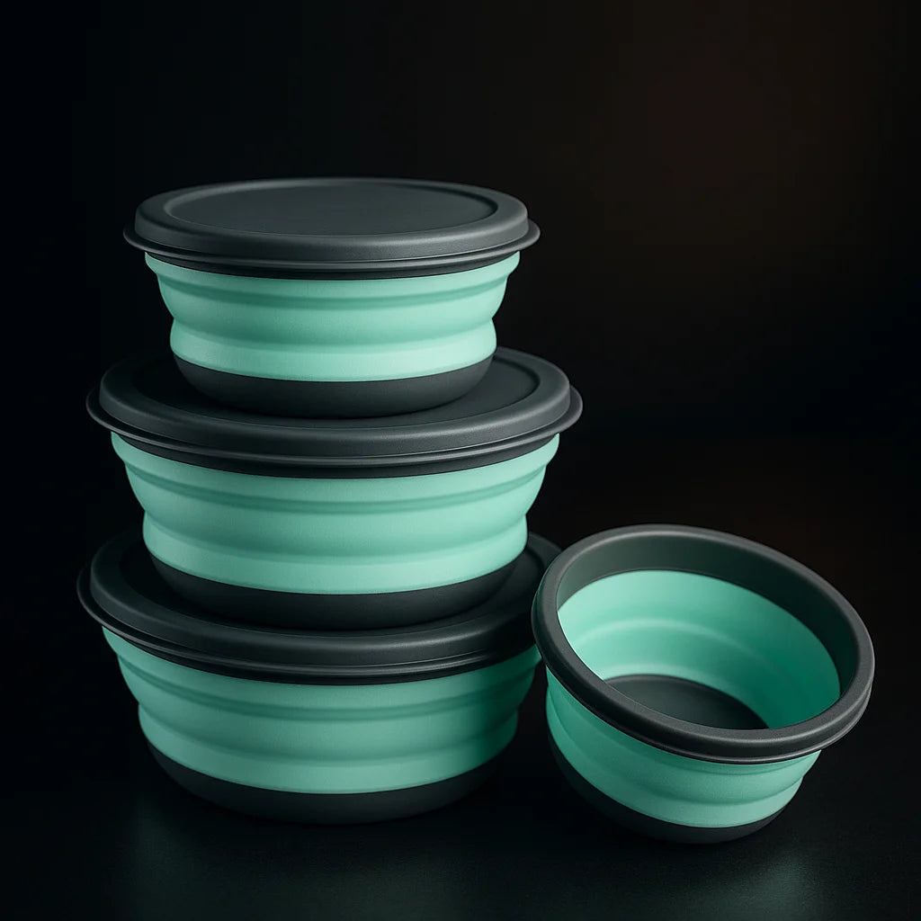 Pote Retrátil de Silicone com Tampa Hermética – Dobrável e Resistente ao Calor